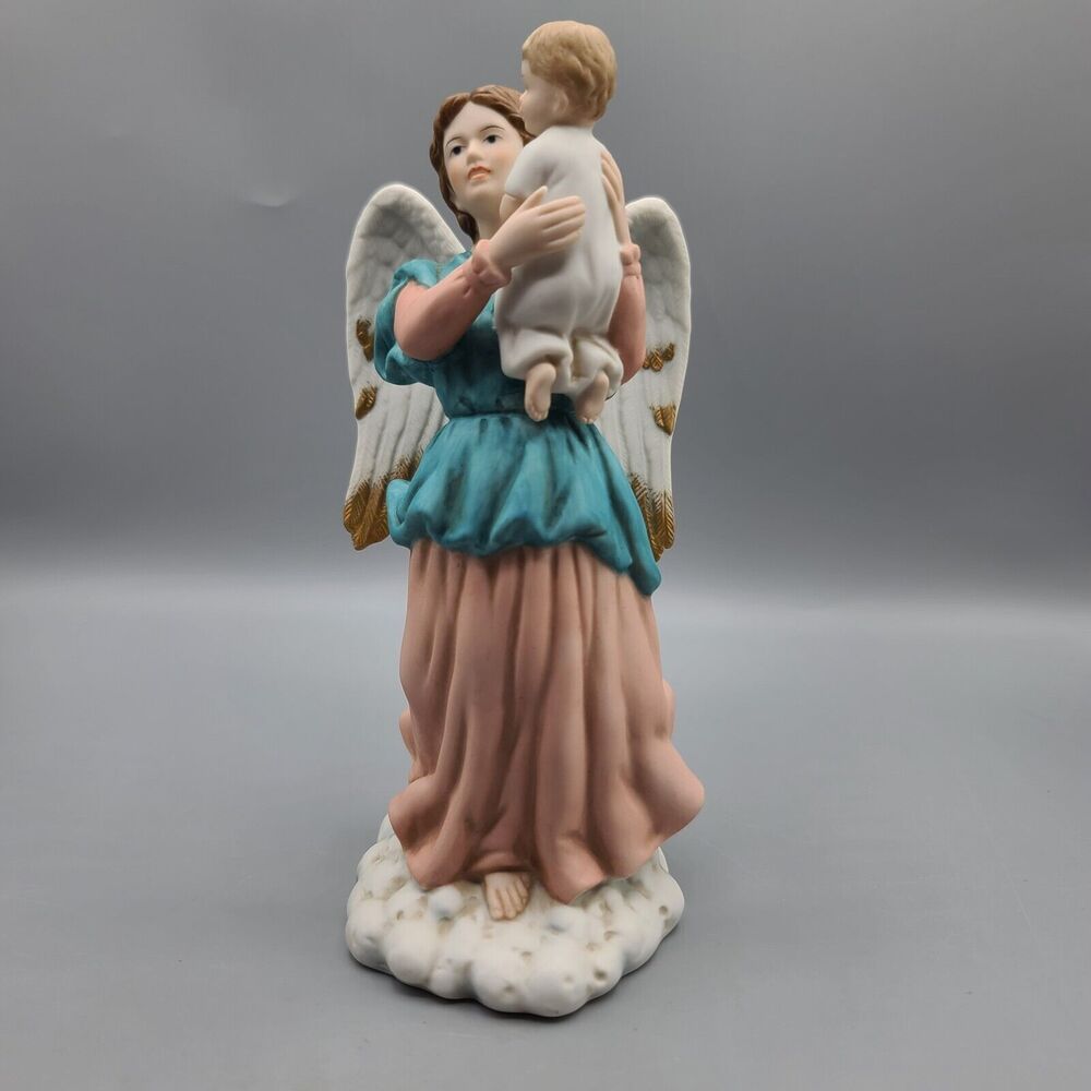Homco 1417 Porcelain Angel Holding a Baby Figurine Vintage